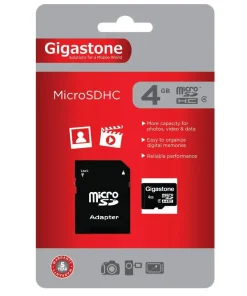 Gigastone Memory Micro SD 4 GB with Adapter Class 4 – M136A
4 GB Capacity Micro SDHC Card
Class 4 minimum write speed of 4MB/s or higher
Used for Cel